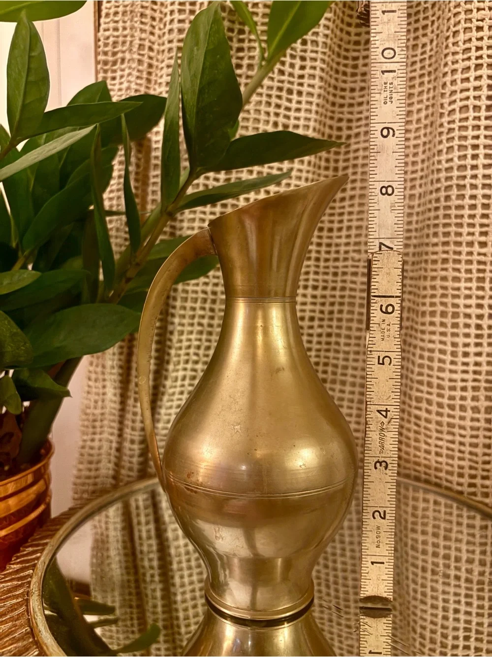 Vintage Brass Decorative Pitcher Vase